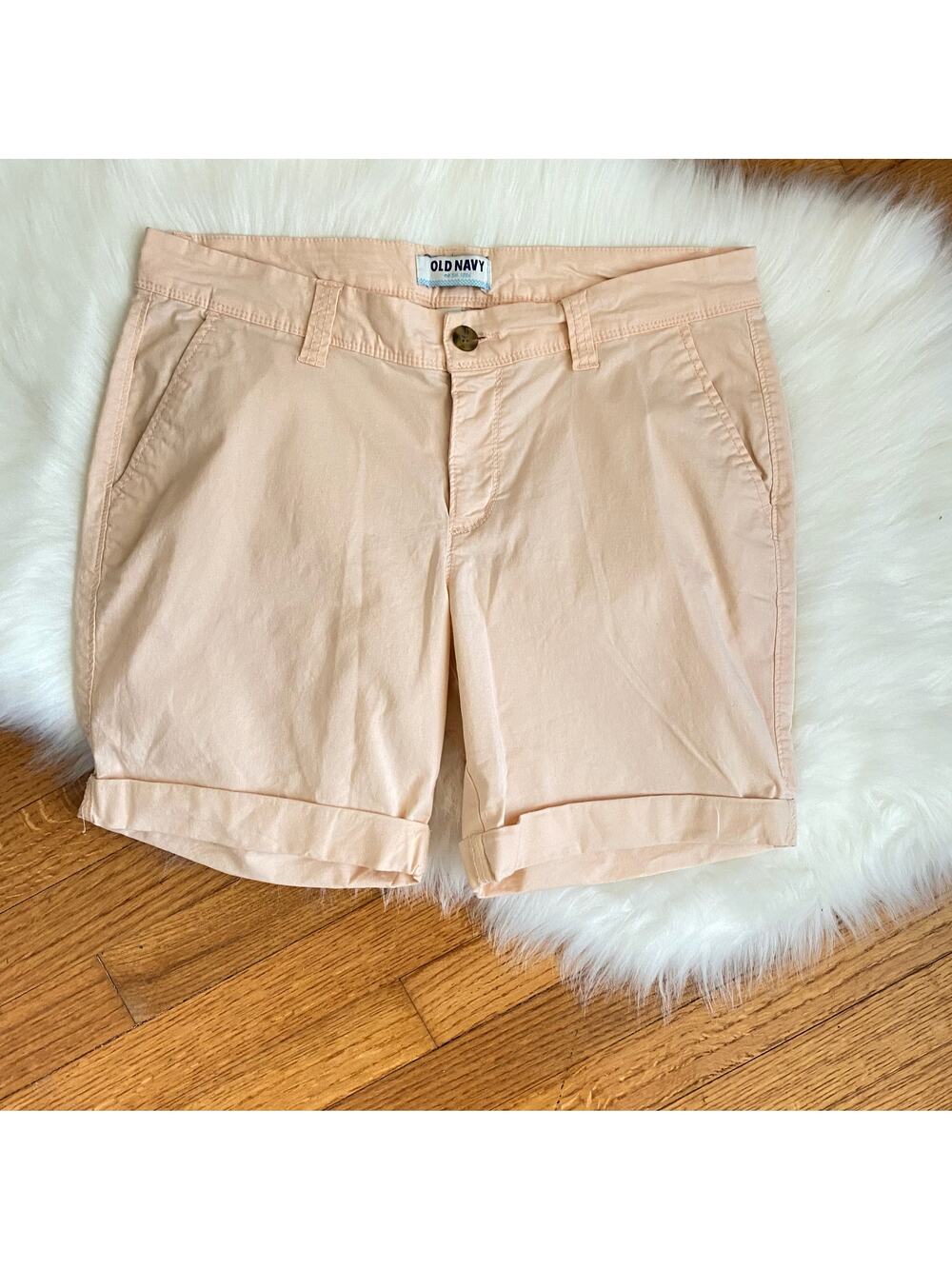 Old Navy Size 10 Pale Pink Peach Shorts Cuffed Rolled Pockets